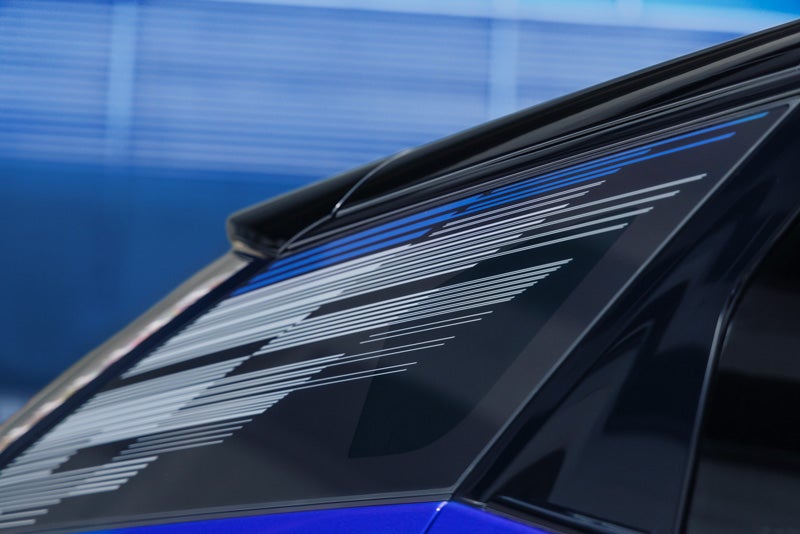 Close-up of the Modern Pattern on the 2026 OPTIQ-V Rear Quarter Glass | Cummins Cadillac in Weatherford OK